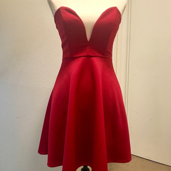 red skater skirt dress